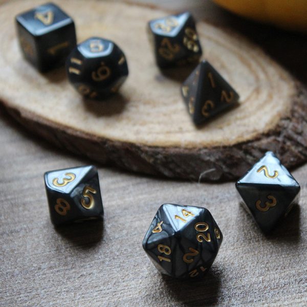 Opaque pearly black dice set