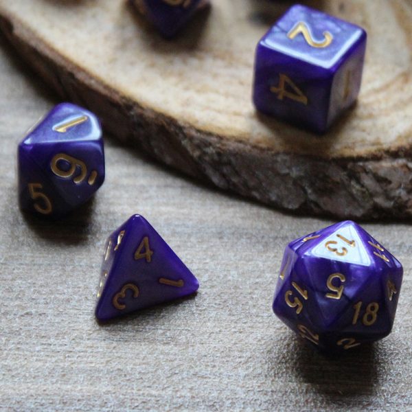 Opaque purple dice set