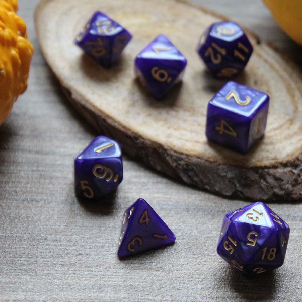 Opaque purple dice set