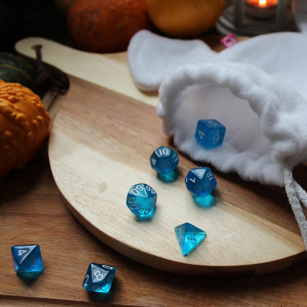 Translucent blue dice set