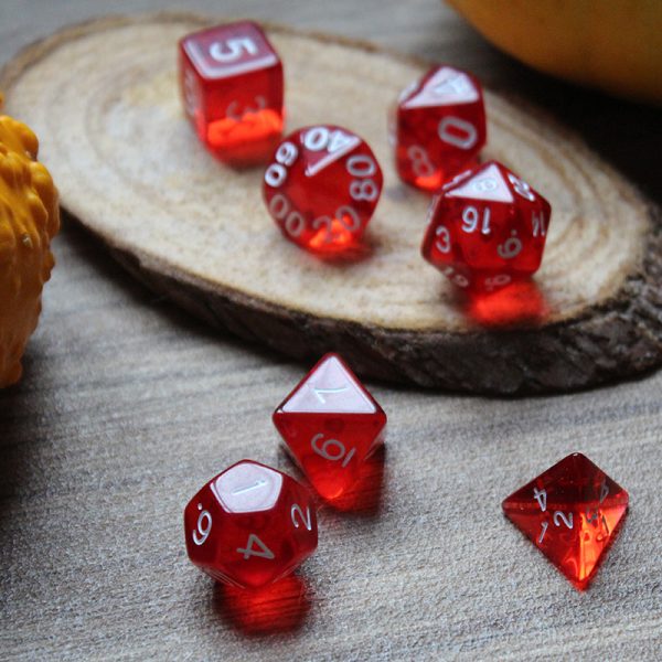 Translucent red dice set