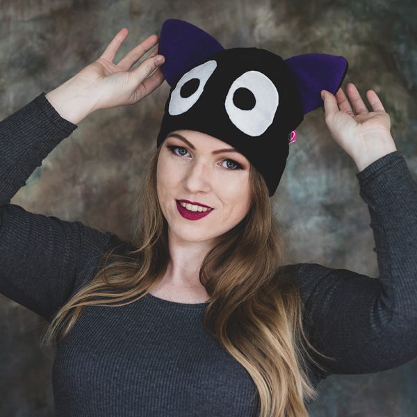 Kawaii black cat beanie