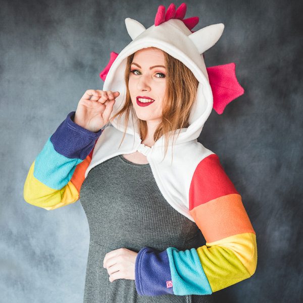 Rainbow dragon shrug with snap buckle