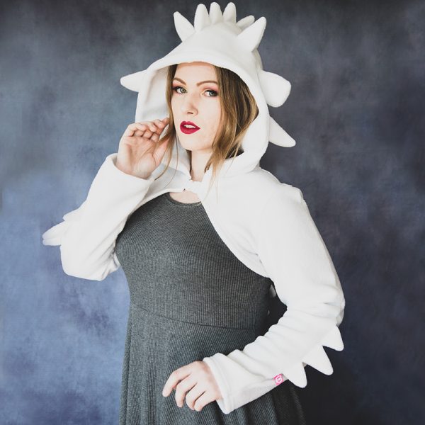 White dragon shrug with snap buckle