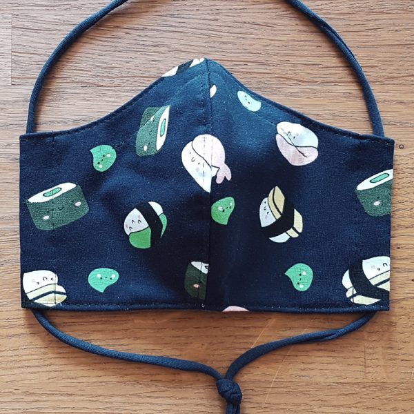 Fabric facemask with cute sushi print