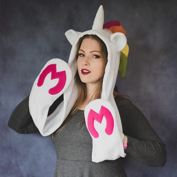 Cute Rainbow unicorn scarf hood