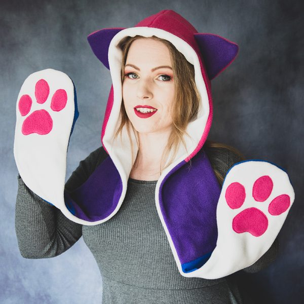 Cute cat scarf hood – Pink,purple,blue