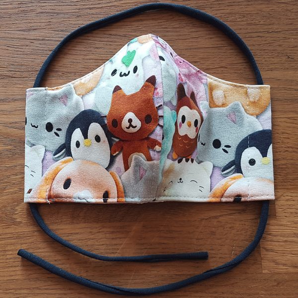 Fabric facemask with cute kawaii animals