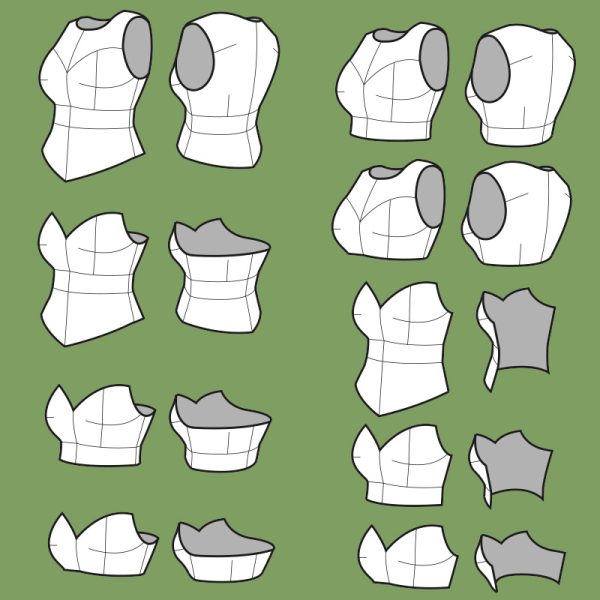 Knight Breastplate pattern collection – 9 variations