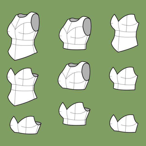 Knight Breastplate pattern collection – 9 variations