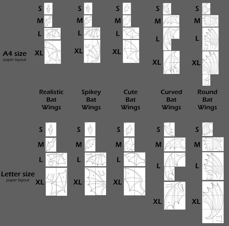 Bat wings template collection - 5 wing shapes - Image 3