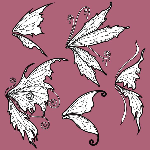 Fairy wings template collection – 5 wing shapes